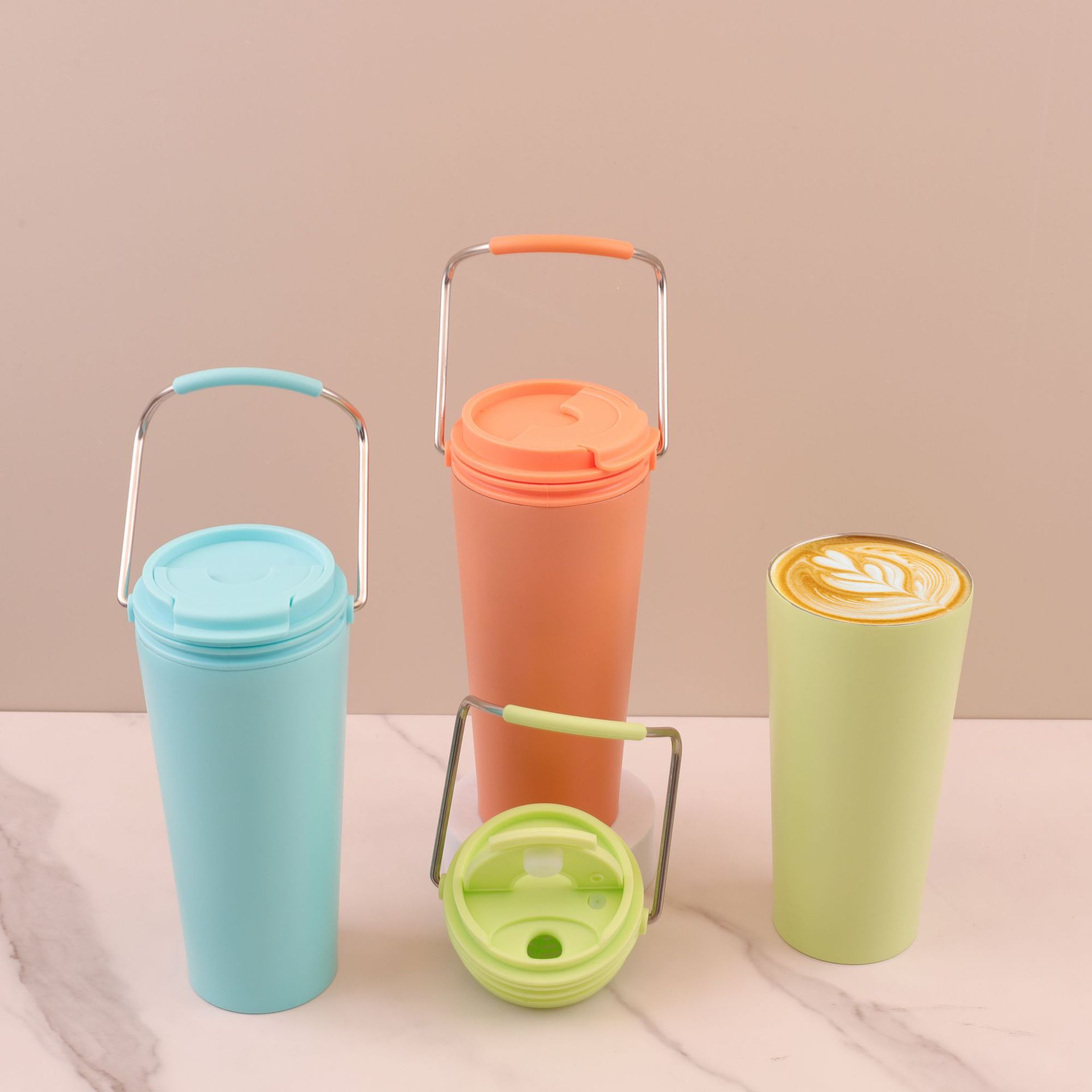 Cross-border 304 acero inoxidable doble paja taza de automóvil portátil de gran capacidad deportiva portátil taza de hielo para automóviles al aire libre