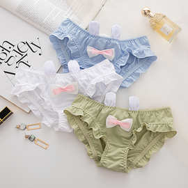 洛丽塔软妹可爱内裤冰丝兔耳朵低腰卷边三角裤萝莉少女胖次内裤