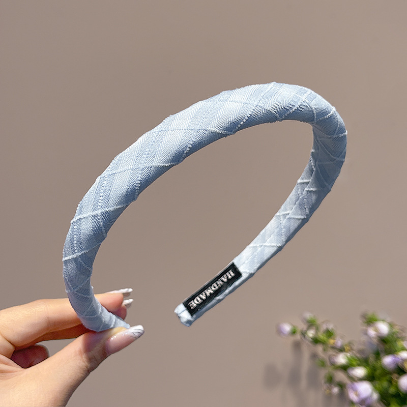 Pequeño aro de cabello azul fresco para mujeres primavera y verano estilo de cabello temperamento lavado de cara aro de cabello alto cráneo antideslizante presión tarjeta de cabello