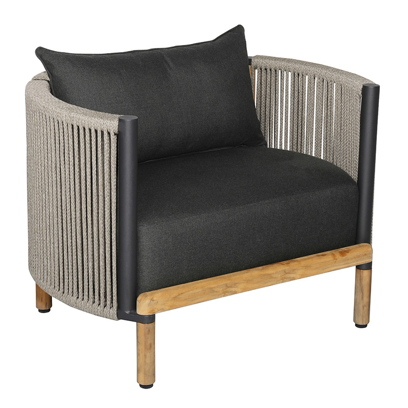 Sofá de madera maciza para exteriores, muebles impermeables y resistentes al sol para jardín o patio, conjunto de sofás de ratán para ocio en villas.