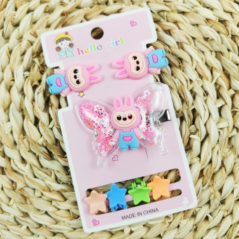 Dibujos animados de tela Rab con lentejuelas y lazos no dañan el pelo clip de paño de paño Rab con broche mini para pinzas infantiles image 8