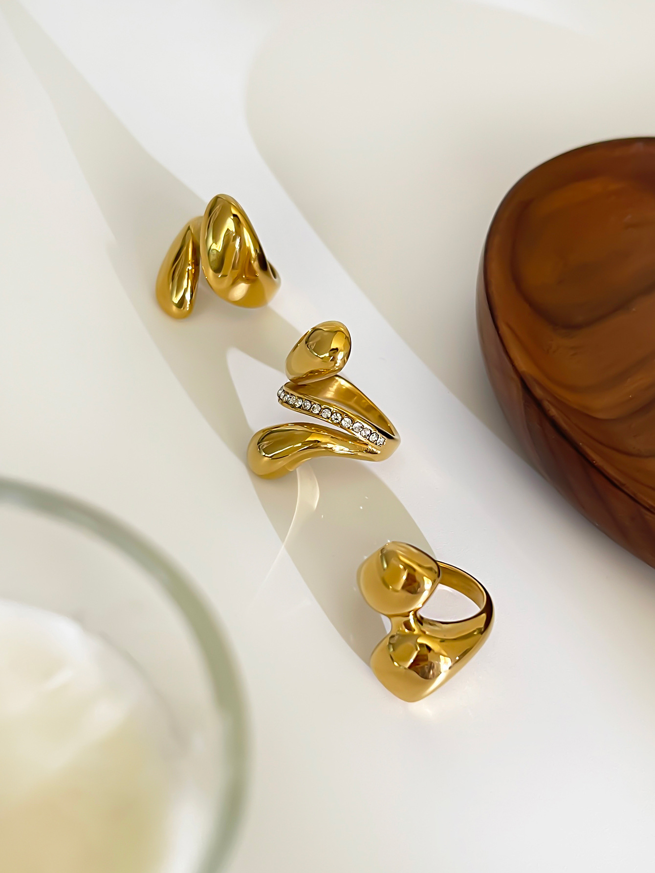Irregular, Plating Design Wholesale Jewelry Simple Style Classic Style Solid Color 304 Stainless Steel Irregular Plating Stainless Steel Rings