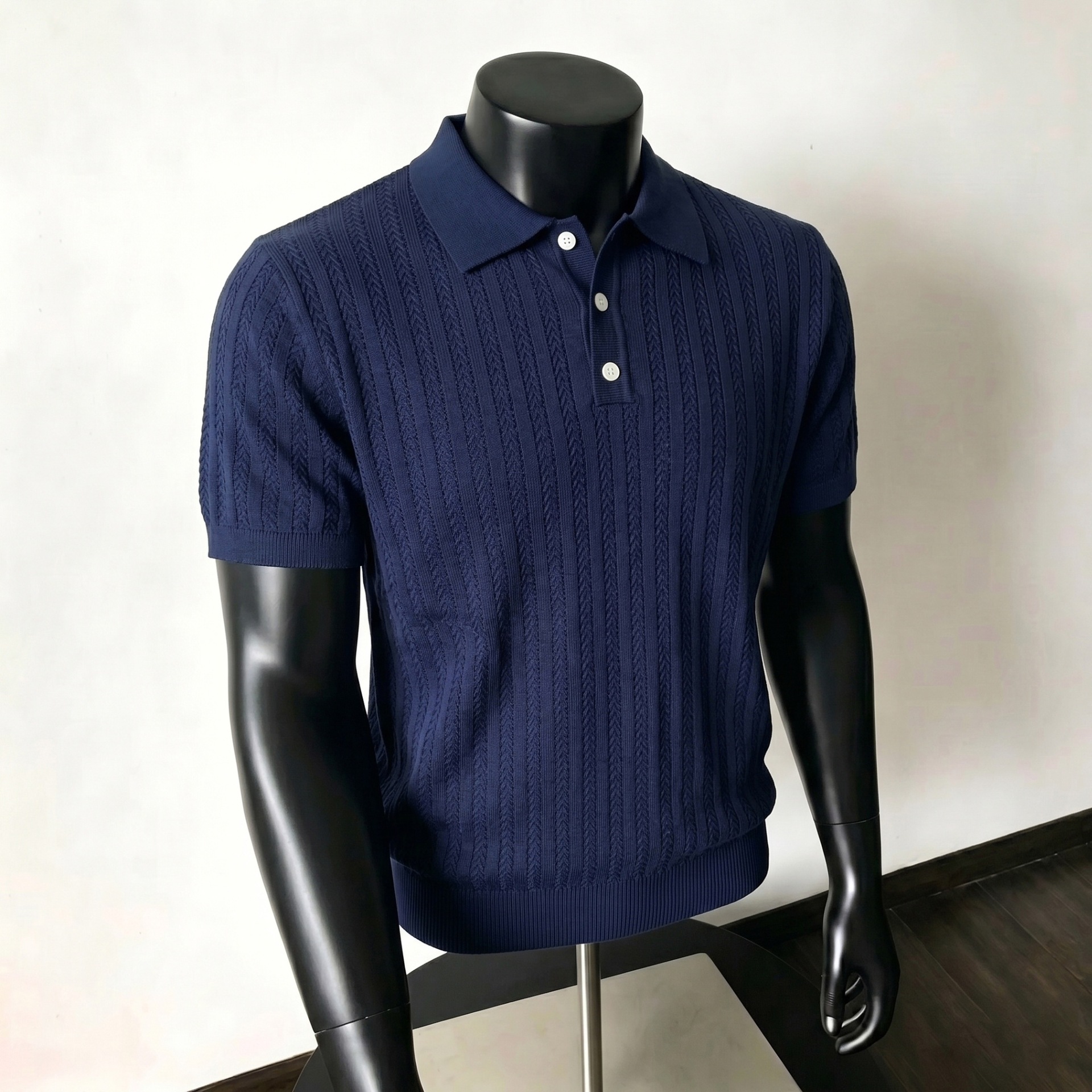 Polo camiseta de punto camiseta de manga corta camiseta de hombre con solapa viejo estilo de negocios texturas de hielo verano fábrica transfronteriza al por mayor