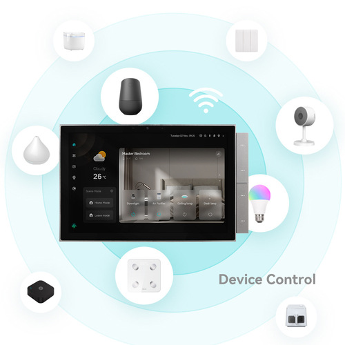 The Tuya Smart control screen is built-in with two Zigbee gateways, featuring a 10-inch panel and supporting Wi-Fi mesh.
