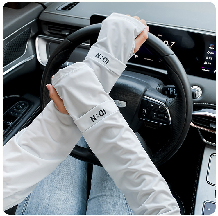 IDN-Mangas de hielo nuevo todo en uno, protección UV sin costuras, moda, conducción al aire libre, conducción y conducción, guantes de brazo de seda de hielo ligeros