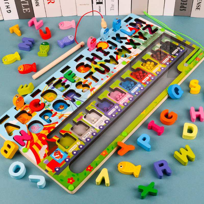 Educación temprana número emparejado laberinto de color tipo de bolígrafo para caminar tablero de logaritmo juguetes de bloques para niños pequeños