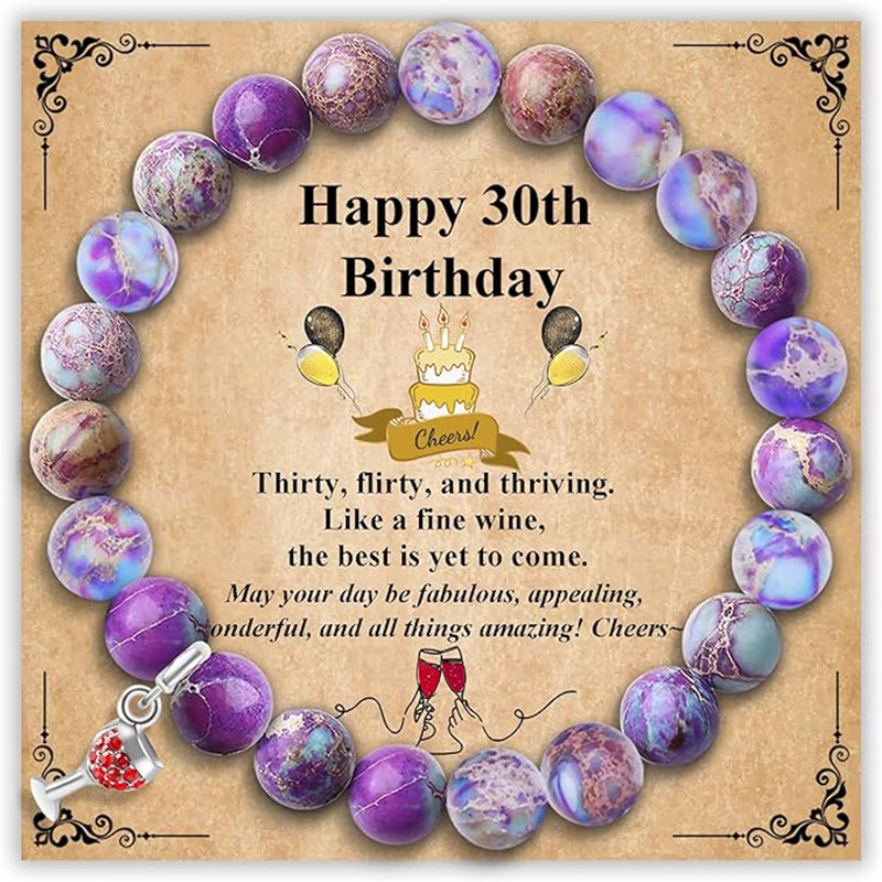 Amazon Explosions Emperor Stone Beaded Red Wine Glass Hanging Ornaments Stamping Rope Bracelet Birthday Gift Handmade Ornaments