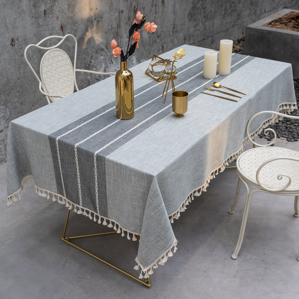ins wind tablecloth cotton and linen European-style fabric dust-proof dining table cloth coffee table rectangular tablecloth_voghion.com