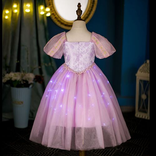  Rapunzel Dress Rapunzel Girls Dress Short Sleeve Summer Luminous Mesh Skirt Six Day Dress