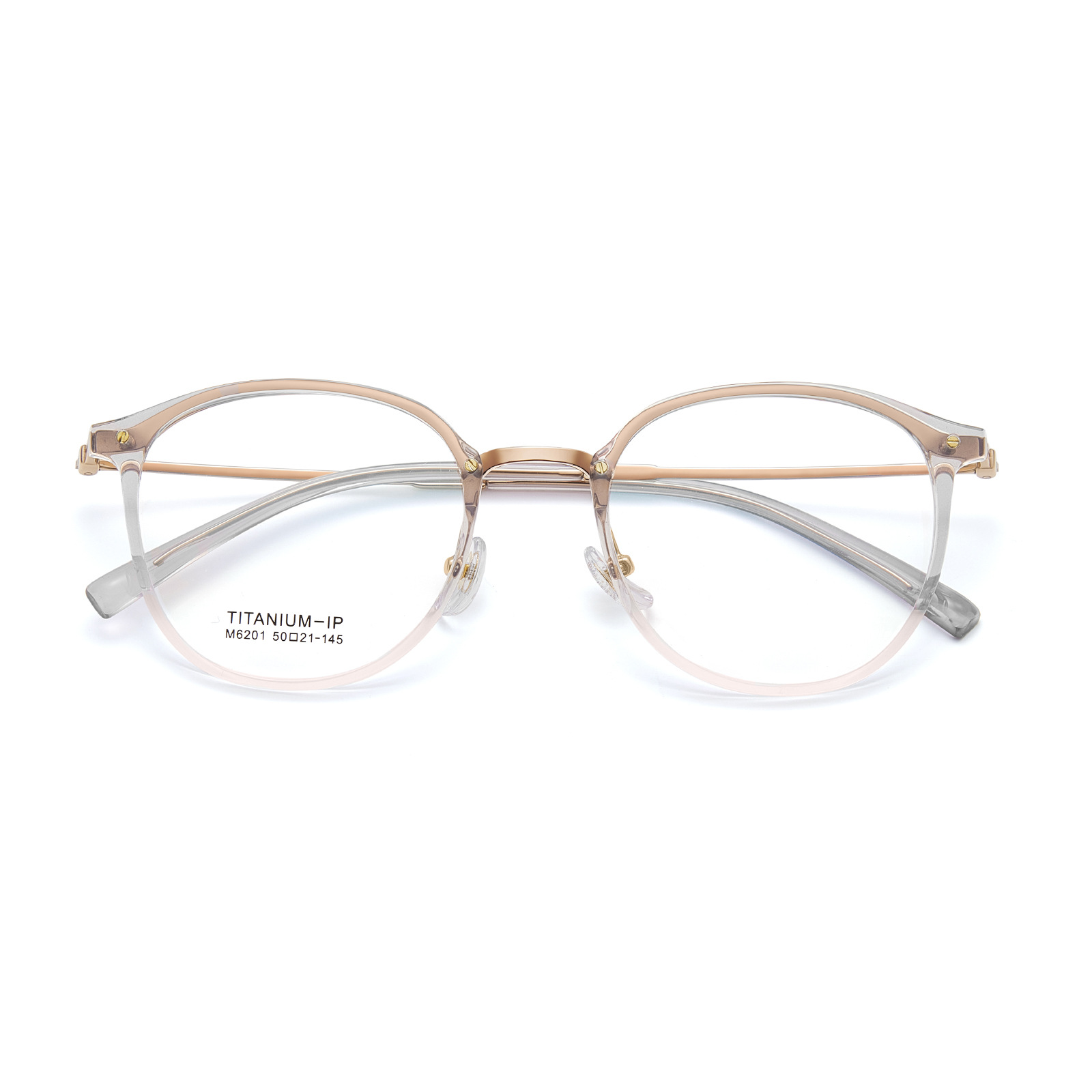 Red retró retro marco redondo TR marco de gafas de goma de oro ajustable de silicona vacío de base nasal IP pierna de titanio Danyang al por mayor gafas