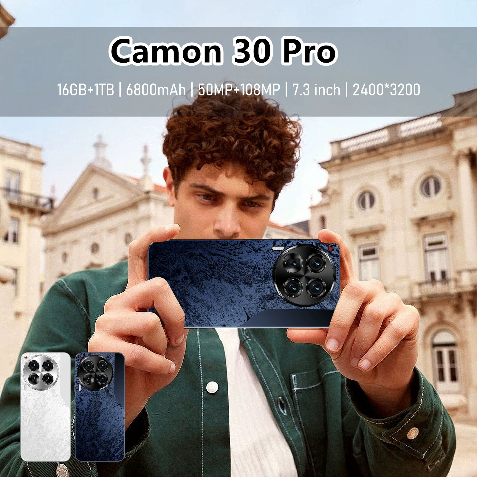 New Camon 30 Pro Cross-Border Smartphone 6,8-дюйма, 50МП+108МП квадрокамеры, глобальный 5G, 128GB-1TB