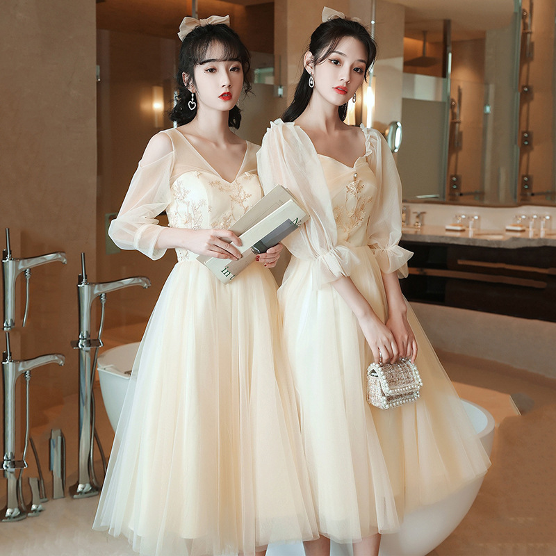 Elegant spring long bridesmaid dress