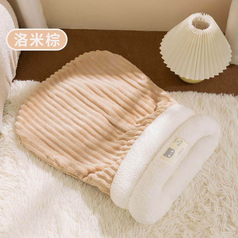 Plaid conejito otoño e invierno cálido gato engrosado saco de dormir gato nido perro cerrado perrera cama para mascotas estera