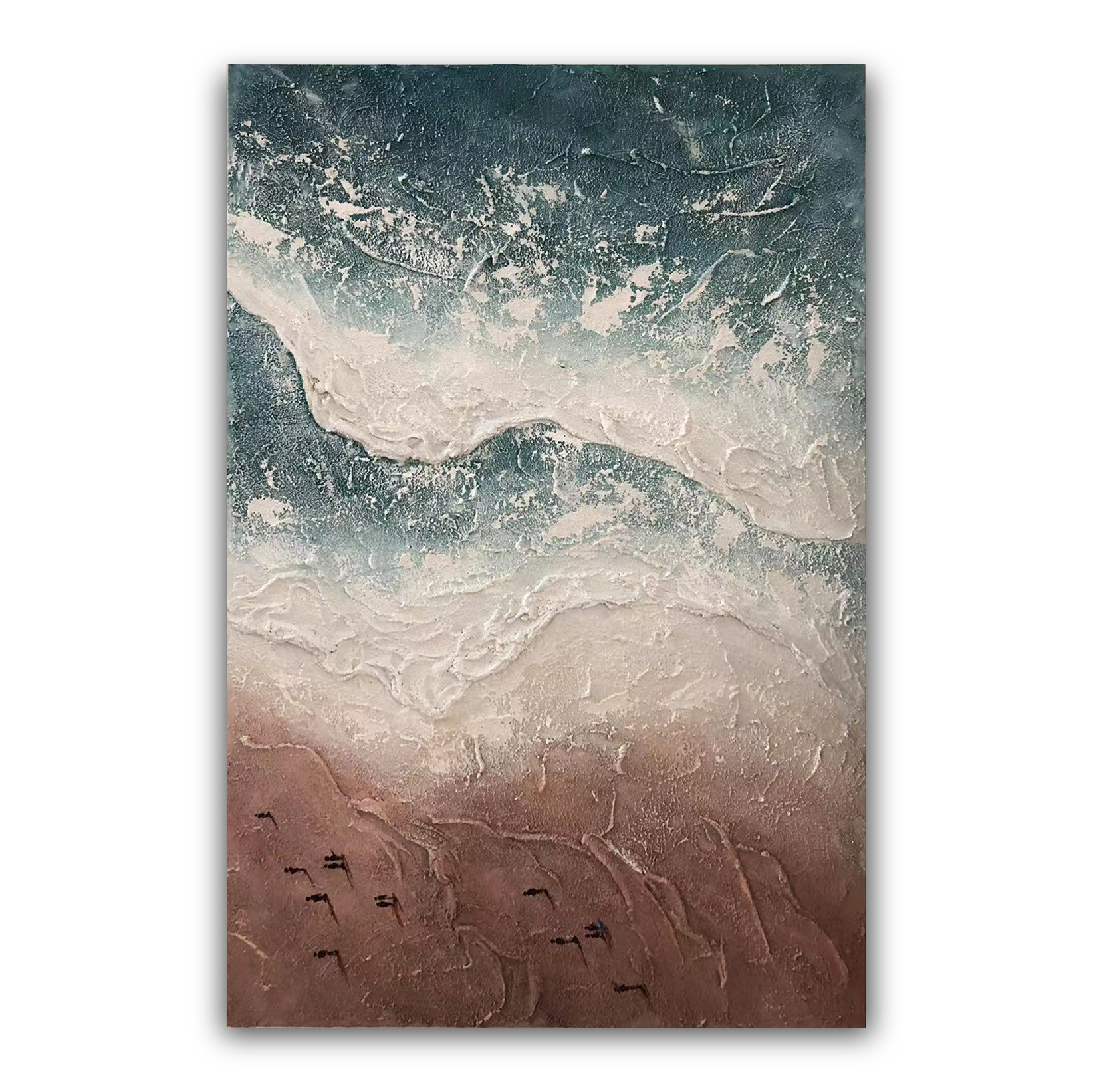 Purely Handmade Wall Art Ocean Stereo Texture Painting Custom Frame Logo Style Modern Color Living Room Painting