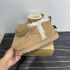 【顺丰包邮】毛线边雪地靴女2025冬新款桑坡皮毛一体加厚保暖休闲