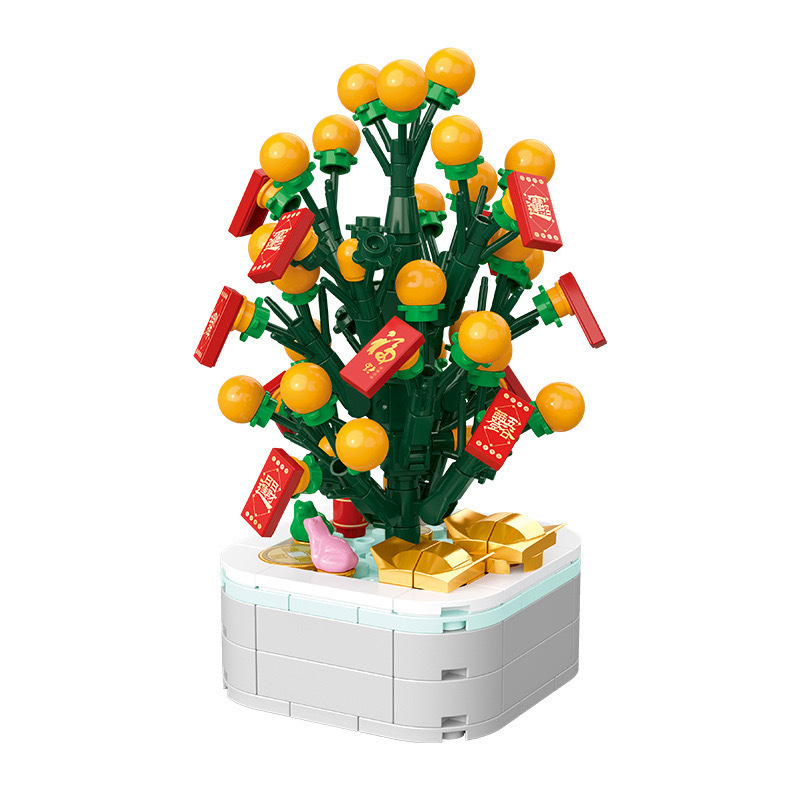 Diamond Horse Fortune Tree Building Blocks Assembly Toy Educational Children's New Year Ornament DIY Gift Christmas Tree