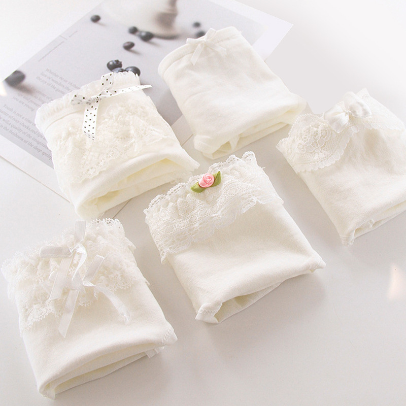 Pure White Lace-Edge Underwear Women's Cotton Mid-Waist Women's Cotton Triangle Underpants Head Cotton Crotch Girls' Pants BS003 Pure White Lace-Edge Underwear Women's Cotton Mid-Waist Women's Cotton Triangle Underpants Head Cotton Crotch Girls' Pants BS003