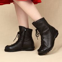 秋冬棉鞋复古马丁靴保暖女靴软底低跟舒适骑士靴短靴