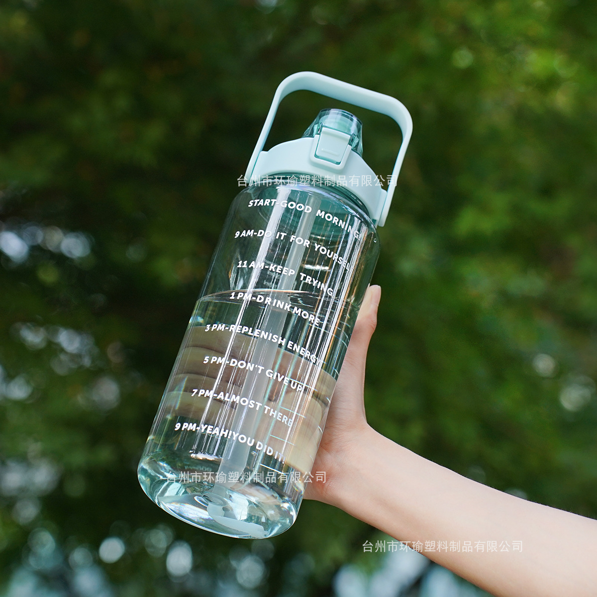 Nueva taza de plástico transparente de gran capacidad escala olla espacial deportiva olla portátil con paja taza de agua de plástico resistente a caídas