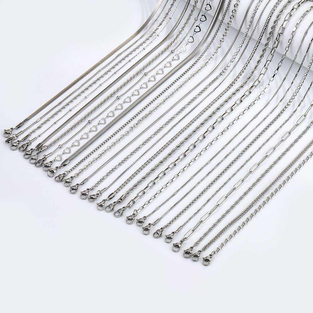 Two-tone Layered Chain Necklace Set Gold And Silver Minimalist_voghion.com