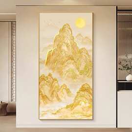 金色风景挂画日照金山高级感书房装饰画客厅餐厅玄关沙发背景壁画