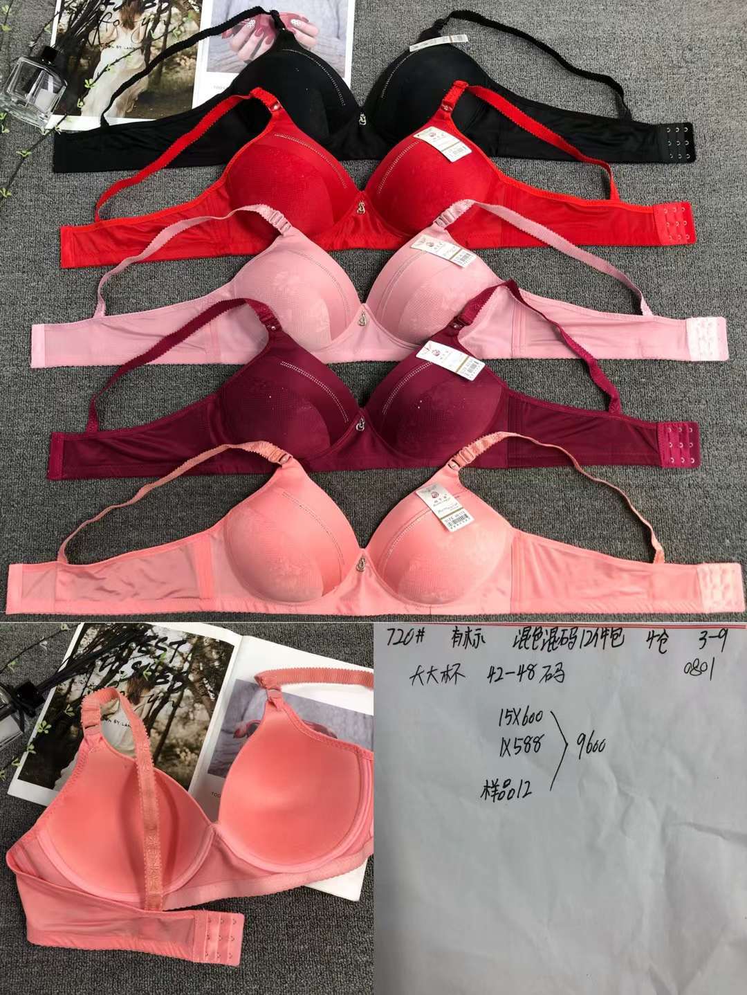 Sujetador de ropa interior de Copa grande transfronteriza de tres pechos delgada de mediana edad y ancianos sujetador inalámbrico de algodón push up Plus size BRA batch