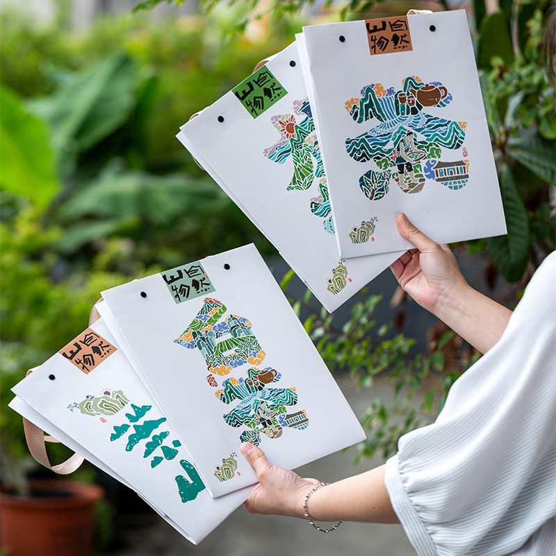 茶叶礼品袋纸袋国风绿茶白茶龙井白色包装袋子手提袋厂家创意设计