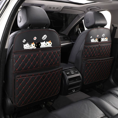 Chair back anti-kick pad | Anti-Wear and Anti-Dirt Pad - black-and-red-cat-style