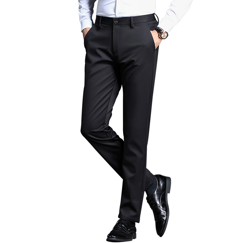 Pantalones para hombres, ropa formal recta sin planchar de negocios de primavera, pantalones casuales delgados de mediana edad, pantalones de trabajo de viaje profesional image 7