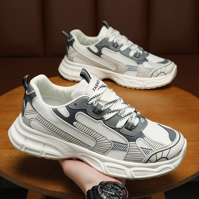 Весенняя мужская обувь новая дышащая сетка спортивная обувь мужская мода дикая толстая подошва нескользящая повседневная обувь для бега