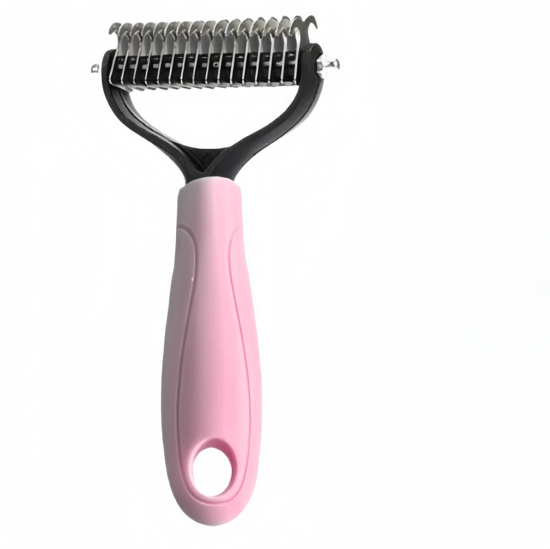 핑크 양면 애완동물 매듭 빗