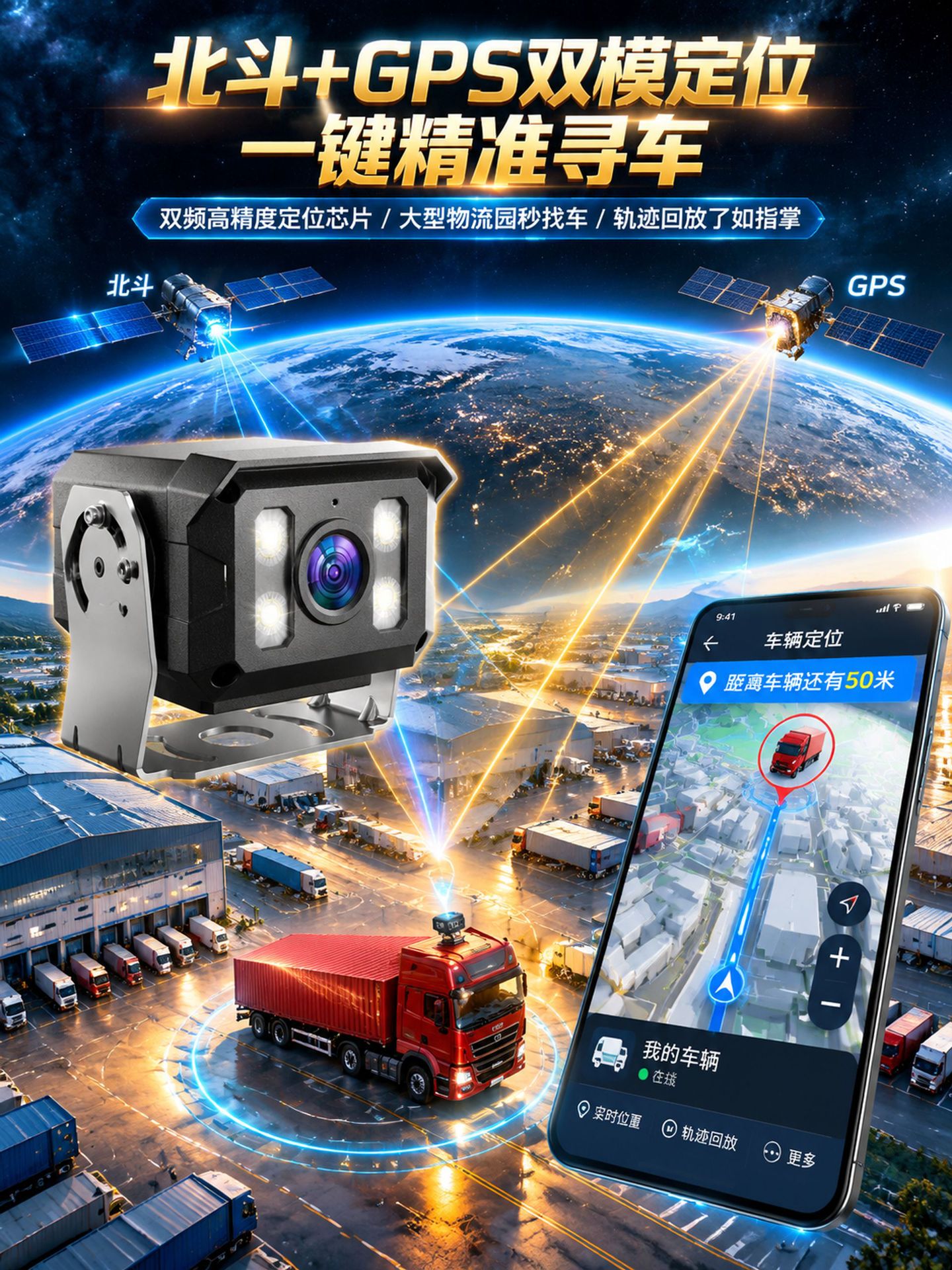 Truck heavy-duty remote surveillance camera with GPS positioning, intercom, and high-definition night vision driving recorder