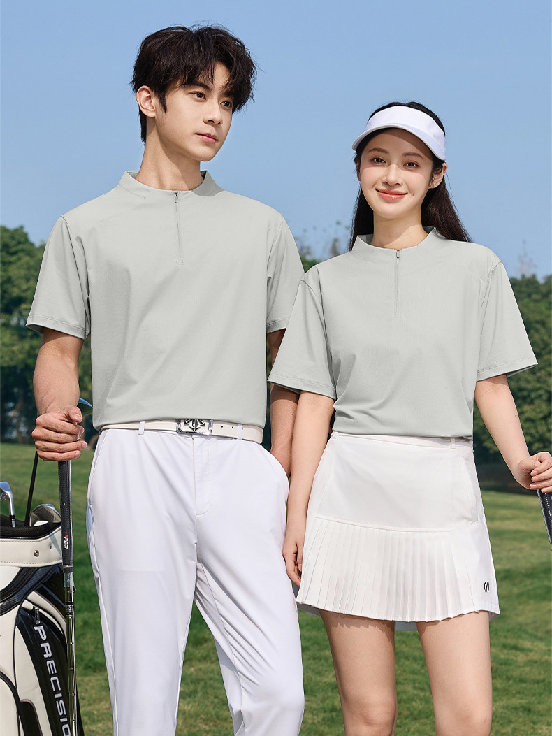 Golf de verano polo personalizado camiseta de cuello redondo camiseta deportiva al aire libre transpirable secado rápido mangas cortas para hombres y mujeres