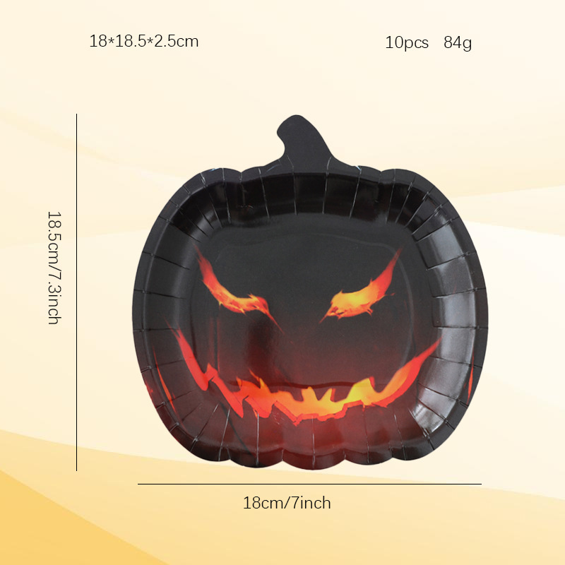 新しいクロスボーダーハロウィンパーティー紙皿ハロウィン装飾テーマゴースト使い捨て紙皿カボチャディナープレート|undefined