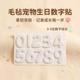 宠物生日帽数字贴毛毡贴三角围巾数字DIY防滑垫数字0-9生日贴环保