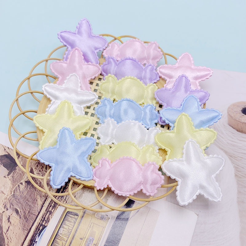 Summer New Light Color Satin Five-Pointed Star DIY Hairpin Jewelry Headdress Doll Decoration Material Accessories Candy