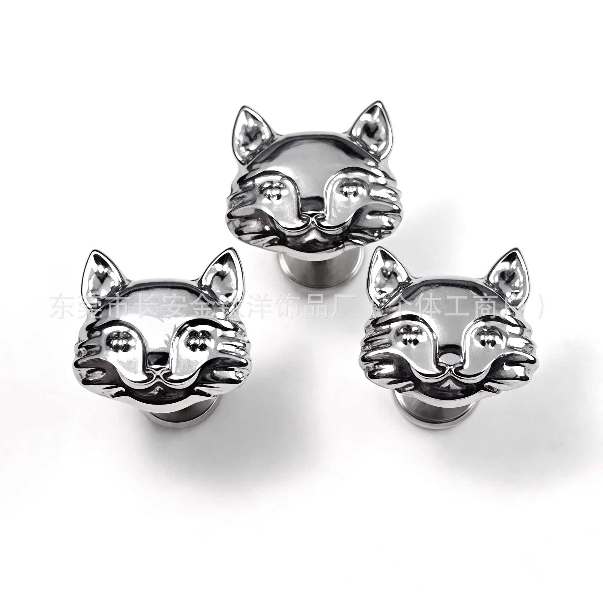 F136 Titanium Glossy Cat Head Earring Nose Stud Cartilage Lip Stud Body Piercing Jewelry 1.2x14mm detail image 8
