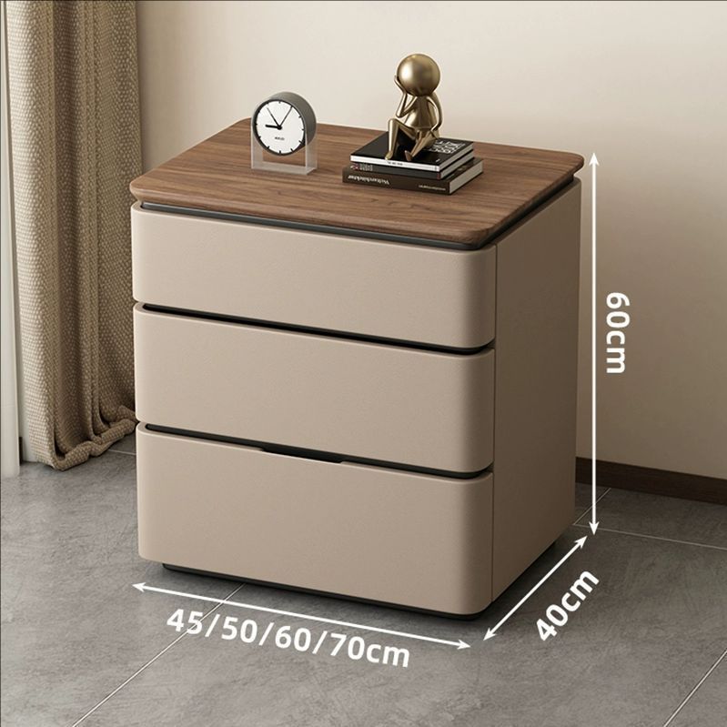 Minimalist New Solid Wood Bedside Table Home Bedroom Bedside Table Modern Simple Three-Drawer Widened Storage Bedside Table