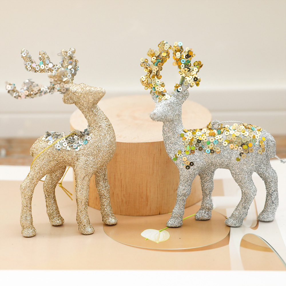 Navidad alce colgante decoración del árbol de Navidad polvo brillante vello adornos nordicos INS vello vello Navidad