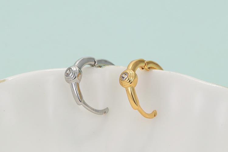 3g Weight Electroplating Gold Plating Process Geometric Plating Metal Zircon Copper Earrings