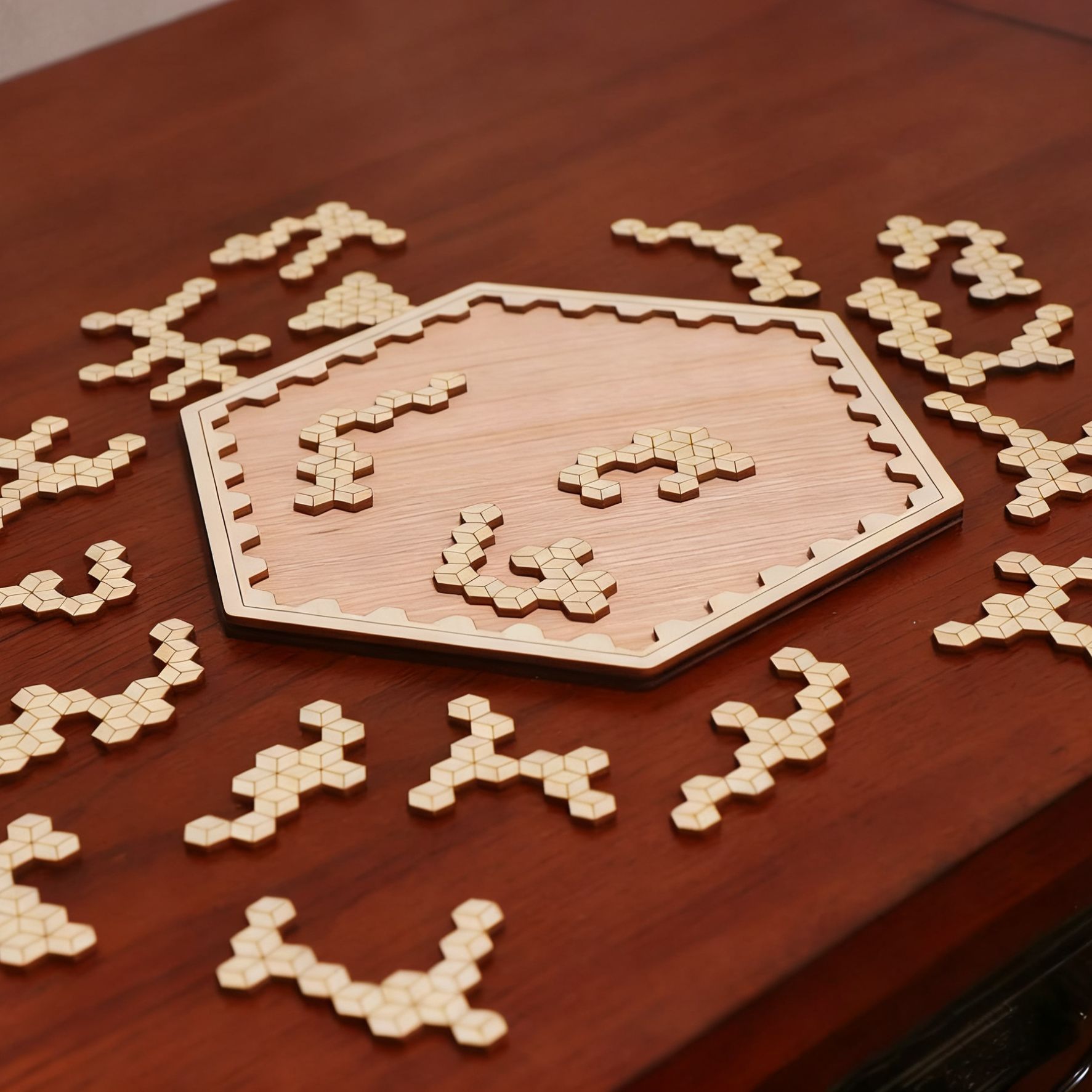 Cross-Border New Product Hexagonal Puzzle Fun Puzzle Family Party Puzzle Game Home Decoration Wooden Crafts