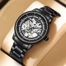 宝思哲新款黑武士时尚男士陀飞轮全自动机械表防水镂空男款腕表