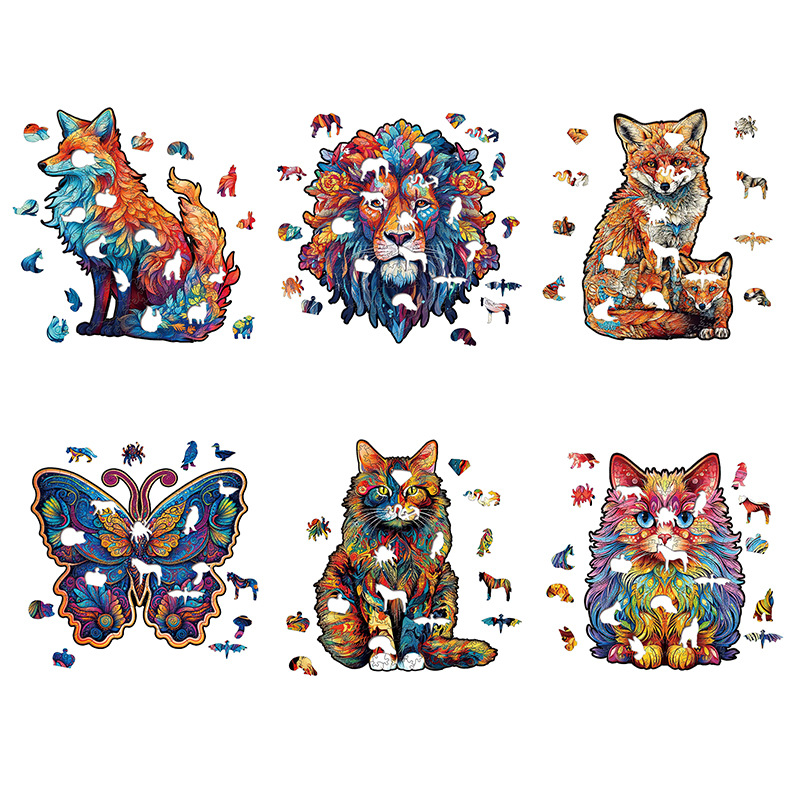  Rompecabezas 3D de madera cortado con láser, diseño de animales, juguete educativo artesanal