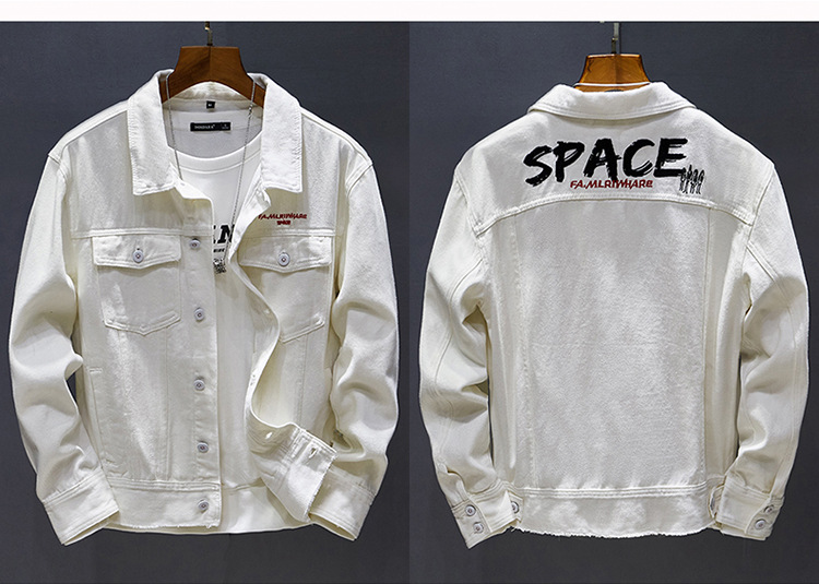 Men's Denim Jacket Solid Colour Stylish Spring Outerwear Black_voghion.com