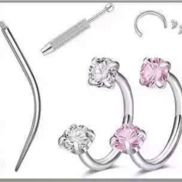 Factory Wholesale Horseshoe Bar Titanium Steel Internal Thread Double-Ended Zircon Nose Ring Earrings Lip Ring Amazon Hot-Selling Piercing Products