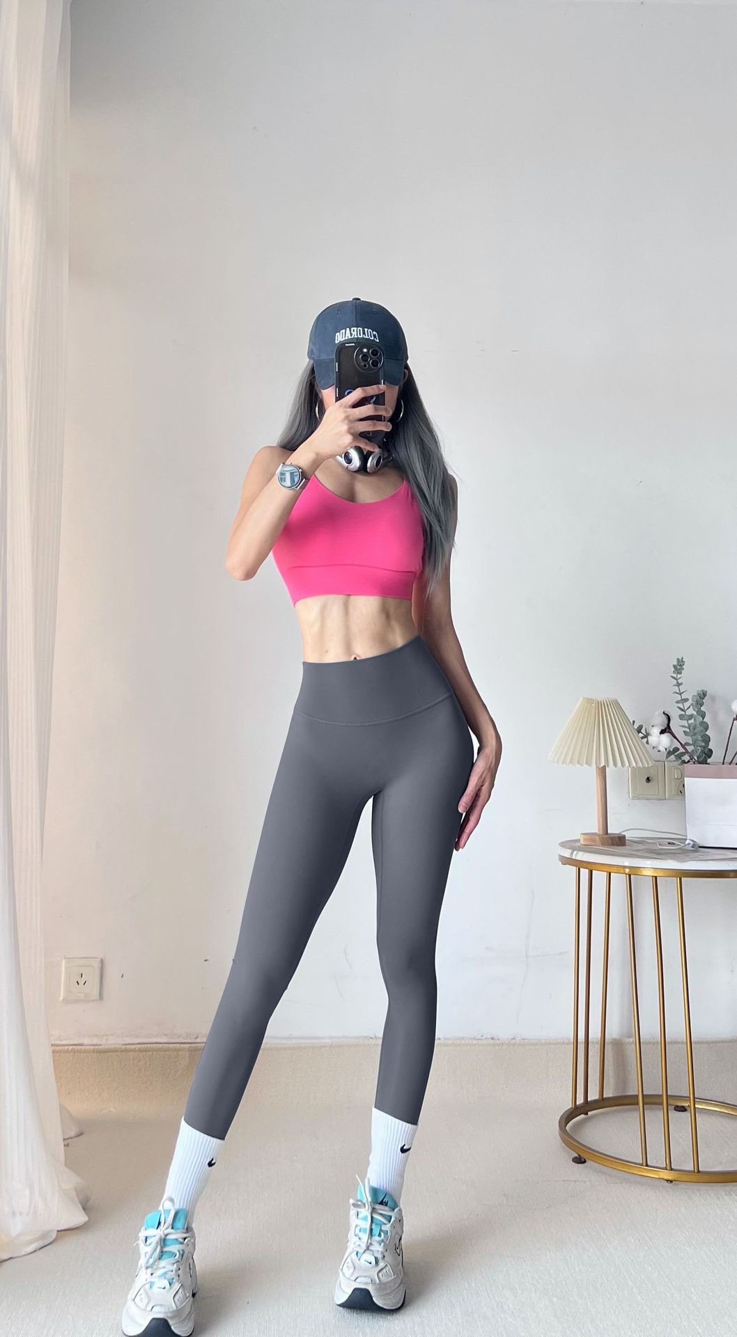 Primavera y otoño pantalones de yoga secado rápido cintura alta sin líneas embarazosas leggings de yoga entrenamiento deportivo pantalones de nueve puntos