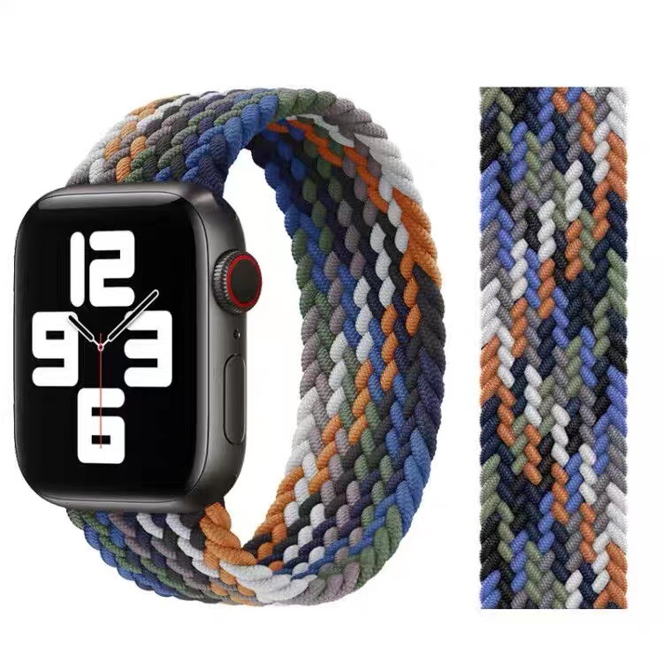 适用iWatch苹果智能手表彩虹带编织款手表带单圈手表带智能手表带详情6