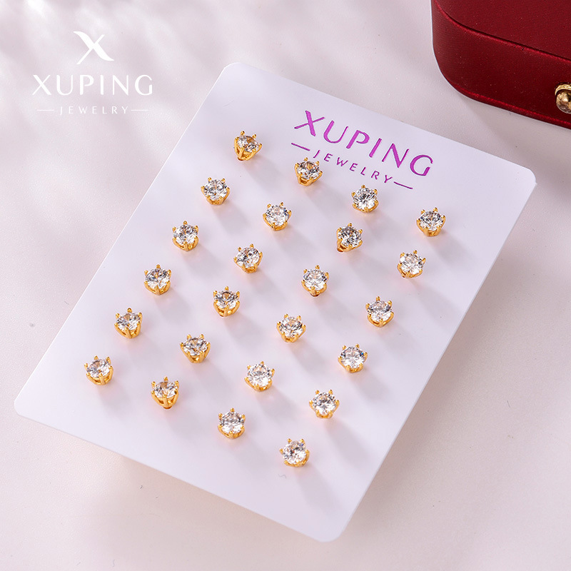 Pendientes de botón con circonita de aleación – joyería minimalista en color dorado unisex