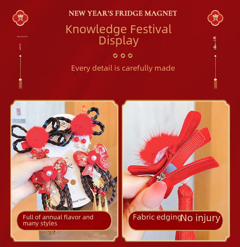 Neue Jahr Chinesischen stil baby perücke geflecht kinder antike haarnadel bogen haar zubehör Chinesische kleidung kopfschmuck großhandel_voghion.com