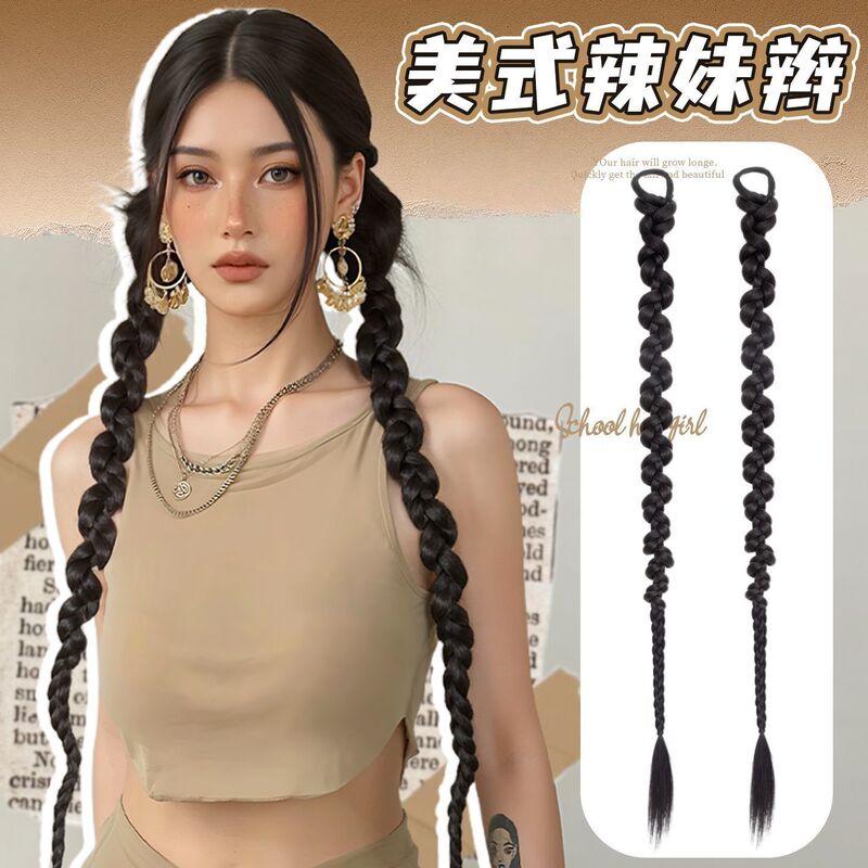 Wig Braids for Women, Sweet and Cool Ponytails, Twisted Side Braids, Synthetic Hair, New Chinese Style, Ancient Style, Hanfu Boxing Braids Wig Braids for Women, Sweet and Cool Ponytails, Twisted Side Braids, Synthetic Hair, New Chinese Style, Ancient Style, Hanfu Boxing Braids